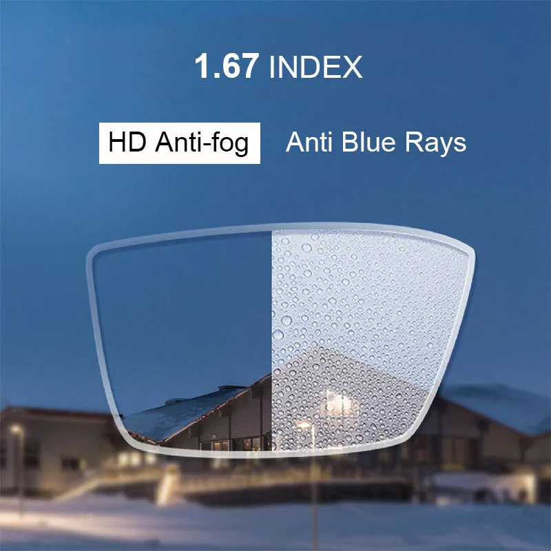 

UVLAIK 1.67 INDEX Anti-Fog Myopia Prescription Lens Anti Blue Ray Resin Aspheric Glasses Women Men Customize Eyeglass Lens