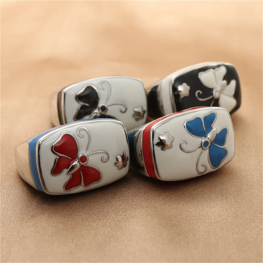 

Stainless steel Women's Ring Jewelry Butterfly Ring Epoxy Ring Handmade Enamel Butterfly Ring Fine Jewelry Women Rings