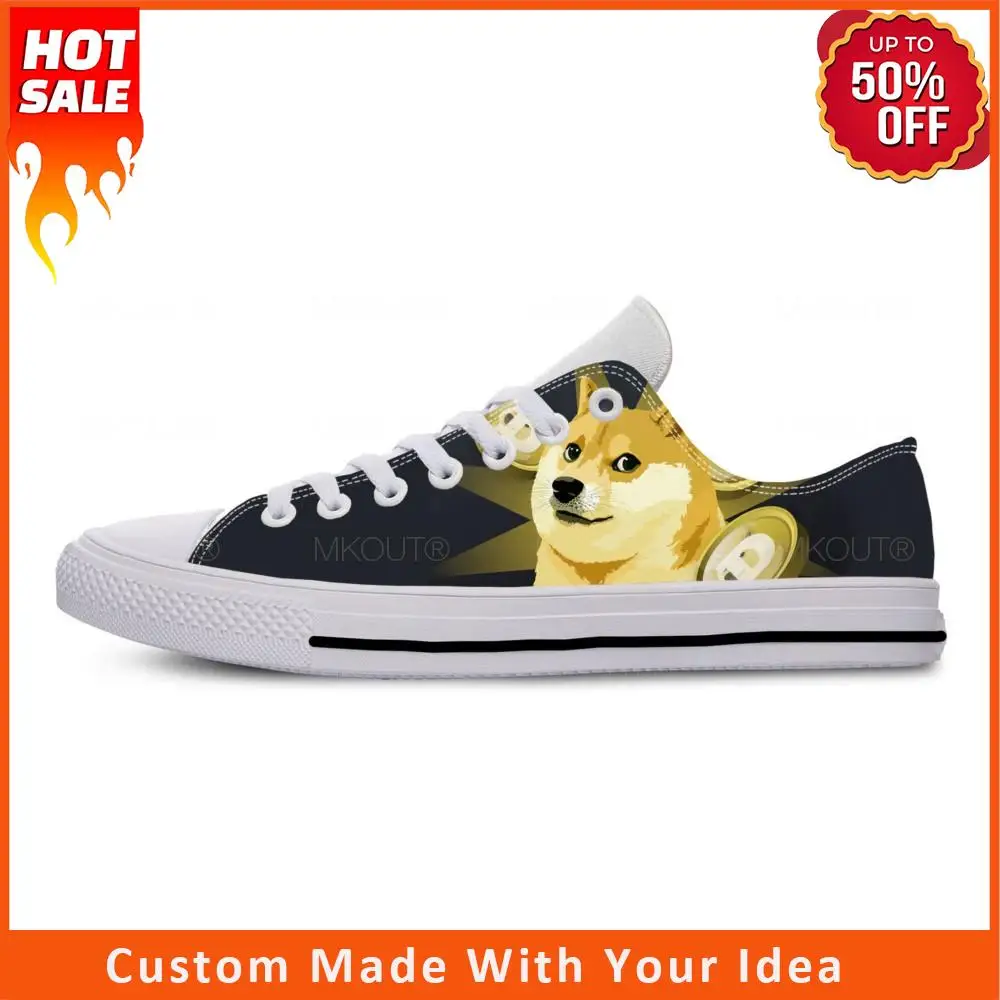 

Кроссовки Dogecoin Dog Doge Coin криптовалюты крутые забавные повседневные тканевые кроссовки с низким верхом легкие дышащие кроссовки с 3D принтом для мужчин и женщин