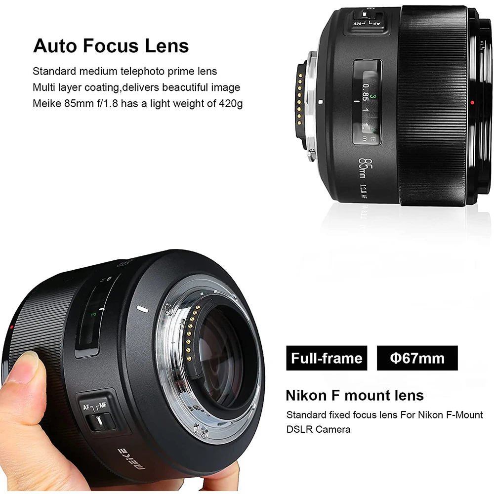 Meike 85 мм f1.8 для объектива Nikon AF полнокадровый асферический средний телеобъектив с