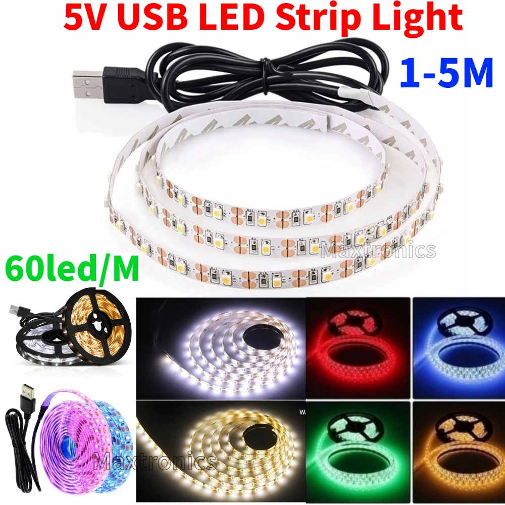 USB-лента для подсветки шкафа 60 светодиодов/м 1-5 м 5 В