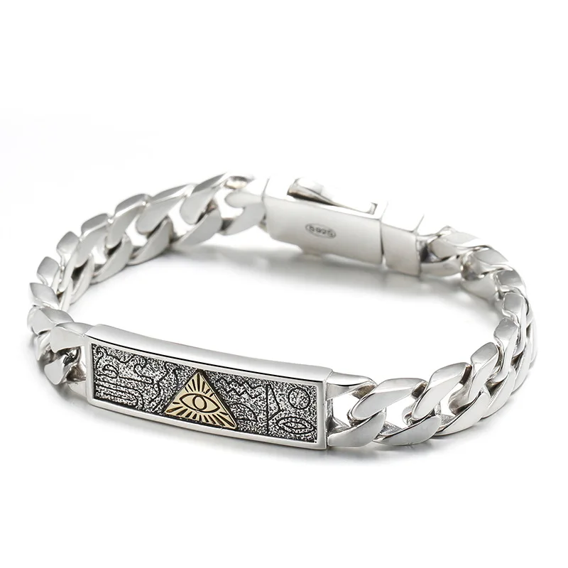 BOCAI S925 Браслеты-подвески из стерлингового серебра для мужчин Eyes of God Кубинская