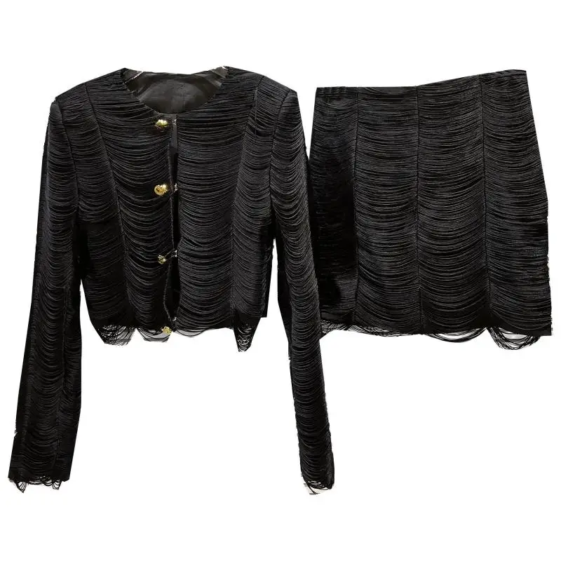 Элегантный женский комплект из двух предметов осень 2022 новая мода короткий