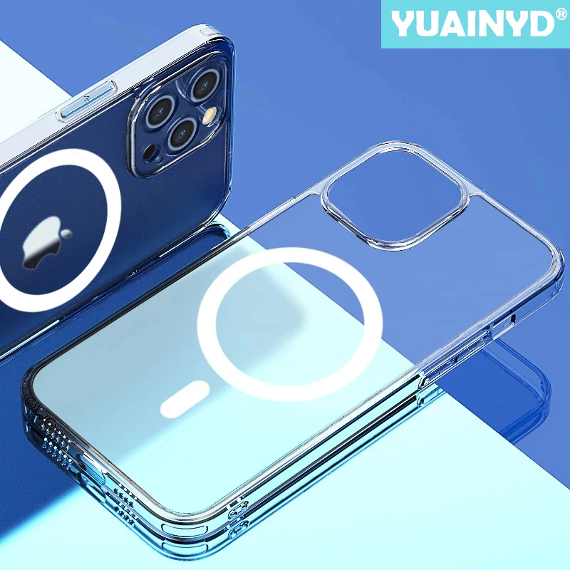 

Transparent For Magsafe Magnetic Wireless Charging Case For iPhone 14 13 12 11 Pro Max Mini X Xs XR 7 8 Plus SE 20 Acrylic Cover