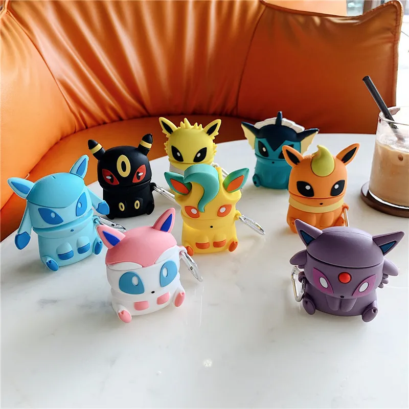 

Soft Case for AirPots 1 2 Pokemon Eevee Earphone Protective Sleeve Silicone Charg Box Wireless Bluetooth Headset Silicone Cover