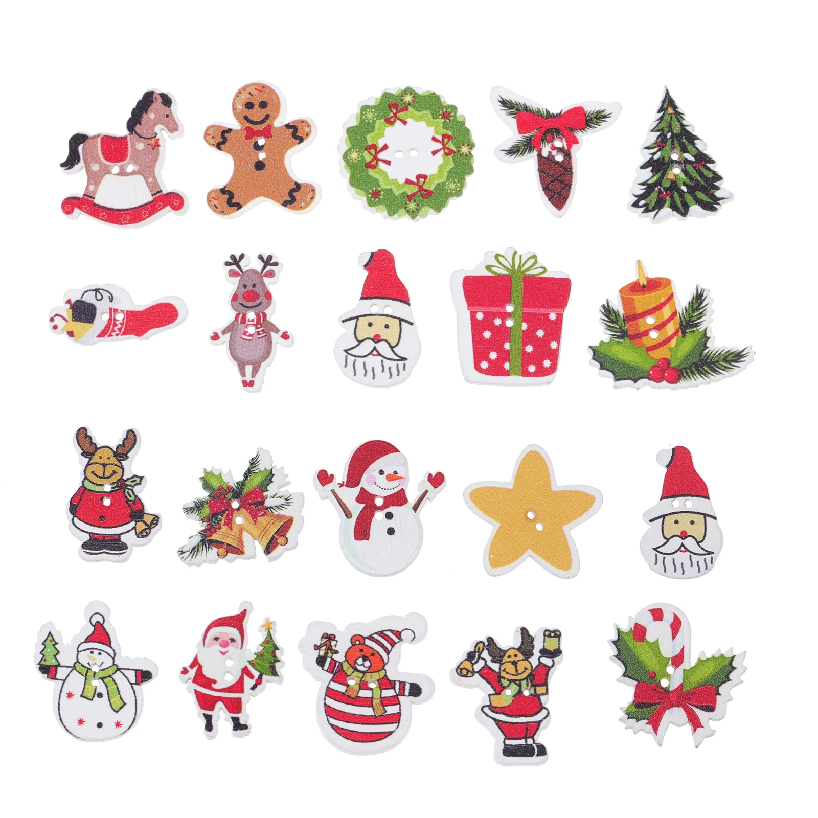 

Buttons Christmas Button Wood Sewing Wooden Crafts Decorative Embellishments Jewelry Forflatback Fillersparty Scrapbooking Kids