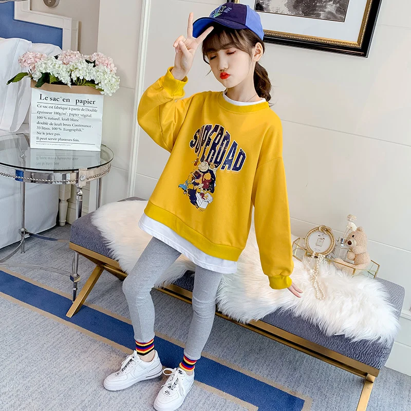 Girls /Boys Suit Sweatshirts +Pants Cotton 2Pcs/Sets 2022 Casual Spring Autumn Thicken Teenager Warm Kid Outdoor Children Clothi