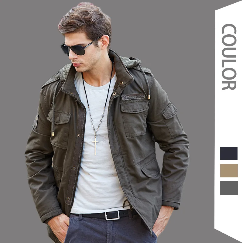 Winter Mid-length Fleece Hooded Parka Men's Casual Large Size Loose Cotton Coat Outdoor Sports Warm Jacket Men Chaquetas Hombre