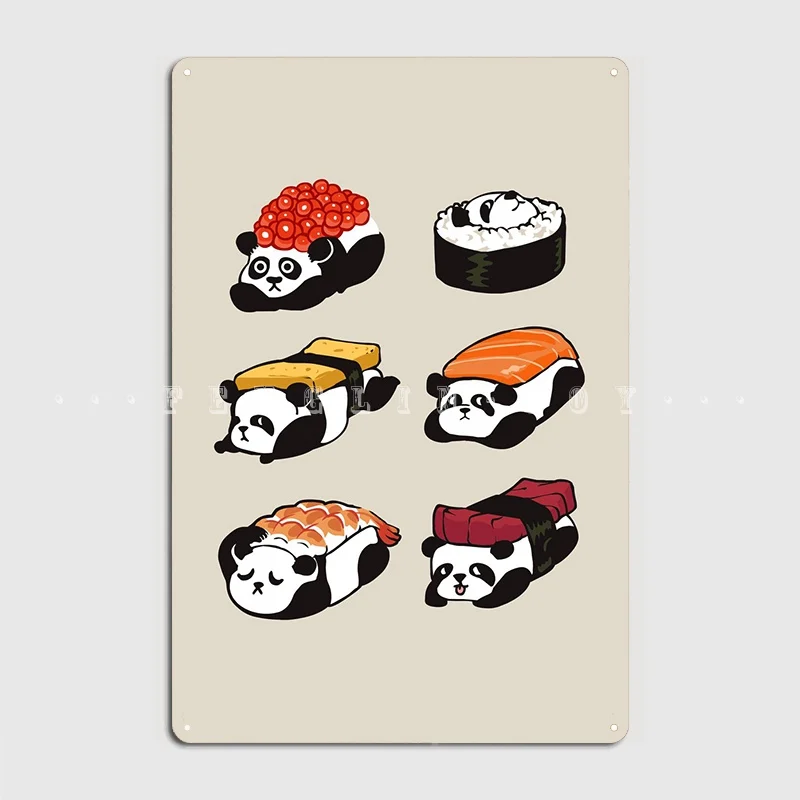 

Sushi Panda Metal Sign Pub Wall Vintage Plates Tin Sign Posters