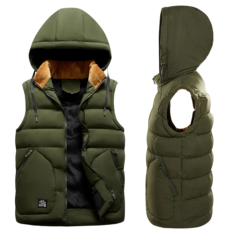 Didiboer Men's Jacket Coat New Winter Warm Hoodies Vests Jackets Casual Waistcoat Thick Solid Color Outerwear Men Clothing