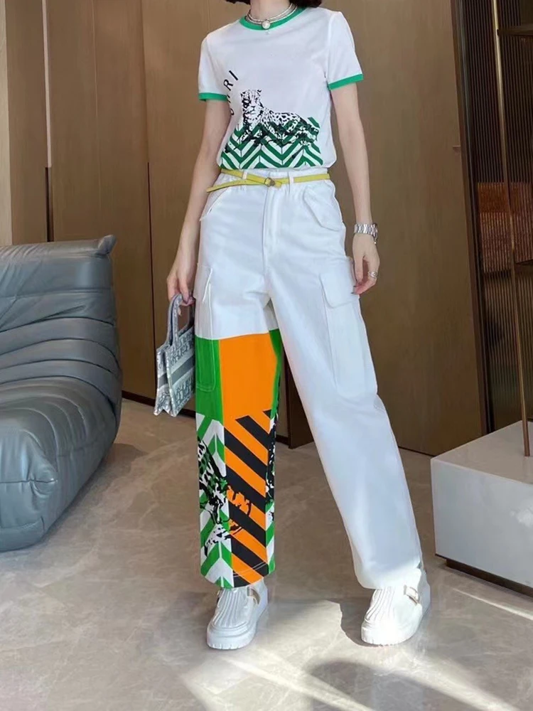 

Animal print straight legged wide leg trousers in autumn and winter are fashionable and versatile y2k Clothes women 2022 new in