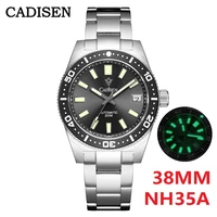 cadisen new 38mm diver mens watch japan nh35a automatic mechanical sapphire glass date luminous 200m waterproof wrist watch men