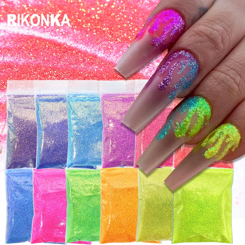 

10g Summer Neon Powder Nails Art Glitter Pigment Fine Bulk Chameleon Dust DIY Manicure UV Charms Professionals For Nail Supplies