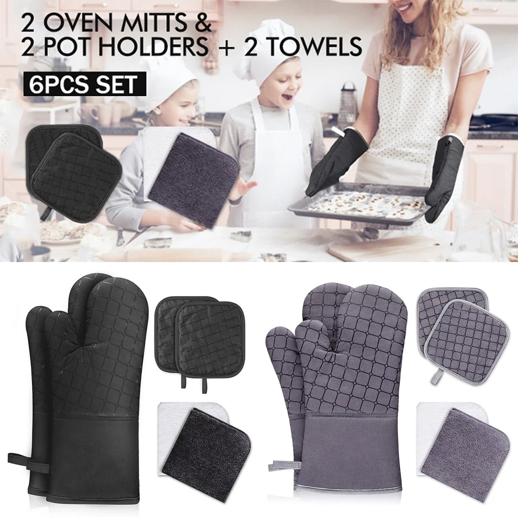 

Dispensing Gloves Made With Thickened Anti-scalding Simple And Fashionable Workmanship Pure Cotton Silicone Oven Glove