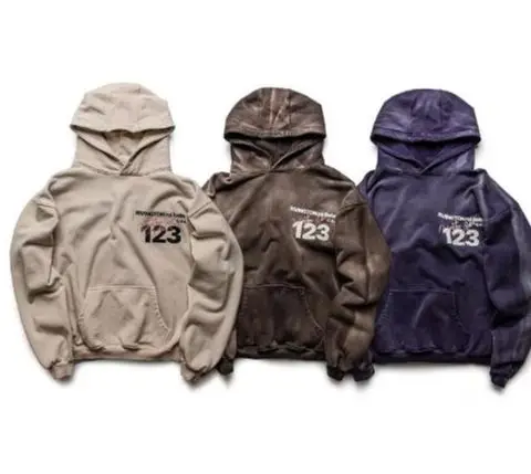 

Vintage Puff Print RRR123 Hoodie Hip Hop Men Women 1:1 Best Quality Nice Washed RRR 123 Hooded Sweatshirt