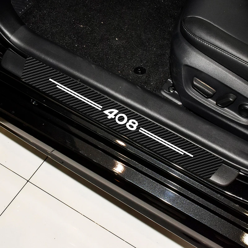 

Car Door Threshold Scuff Plate Carbon Fiber Sticker For Peugeot 408 2020 2019 2018 Car Door Sill Anti Scratch Decorative Decals