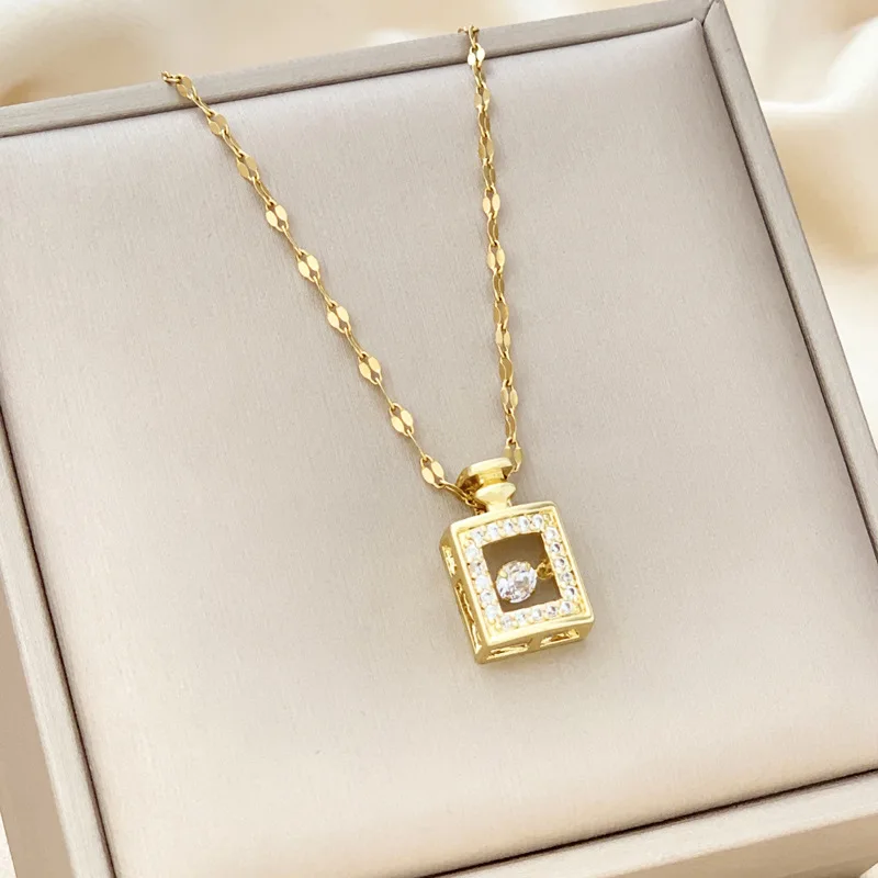 

Gift for Women Beating Heart Pendant Perfume Bottle Necklace Titanium Steel Jewelry Stainless Steel Chain Collares Para Mujer