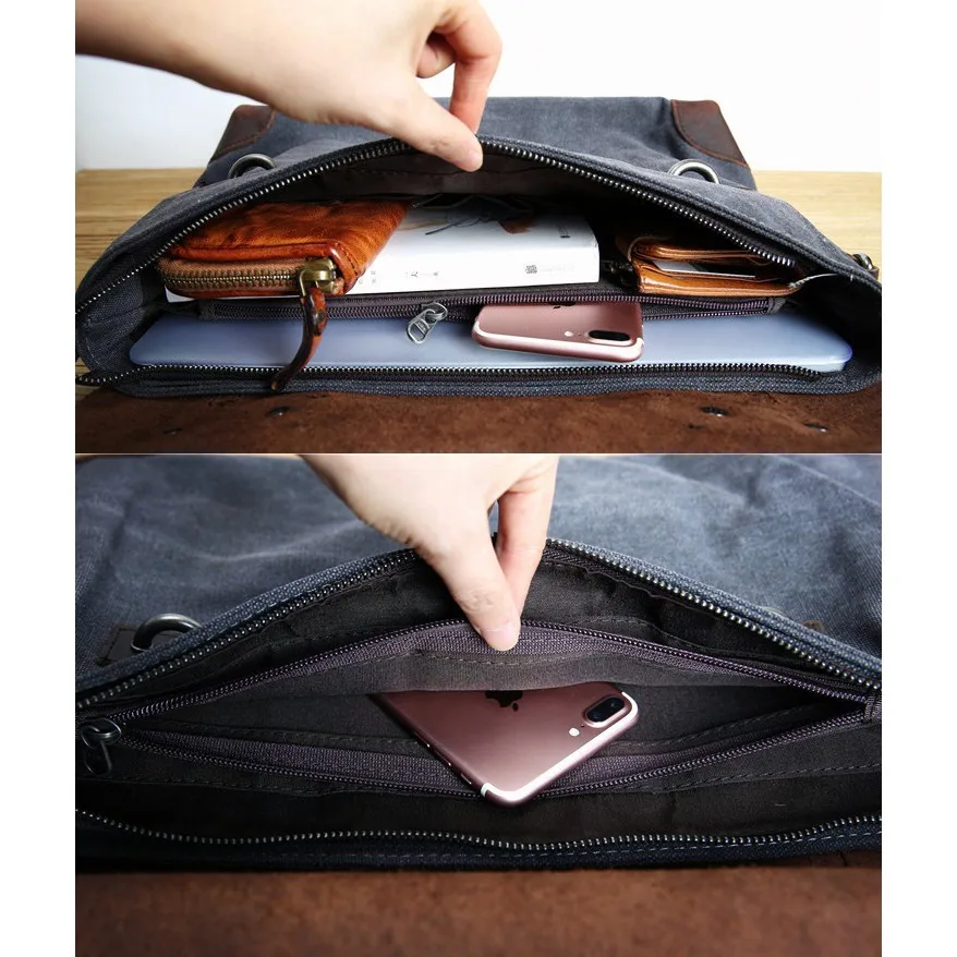 GPR 100% Genuine Cowhide Leather Man Laptop Bag Retro Briefcase Canvas Messenger Bag Men Sling Bags Male Shoulder Bag