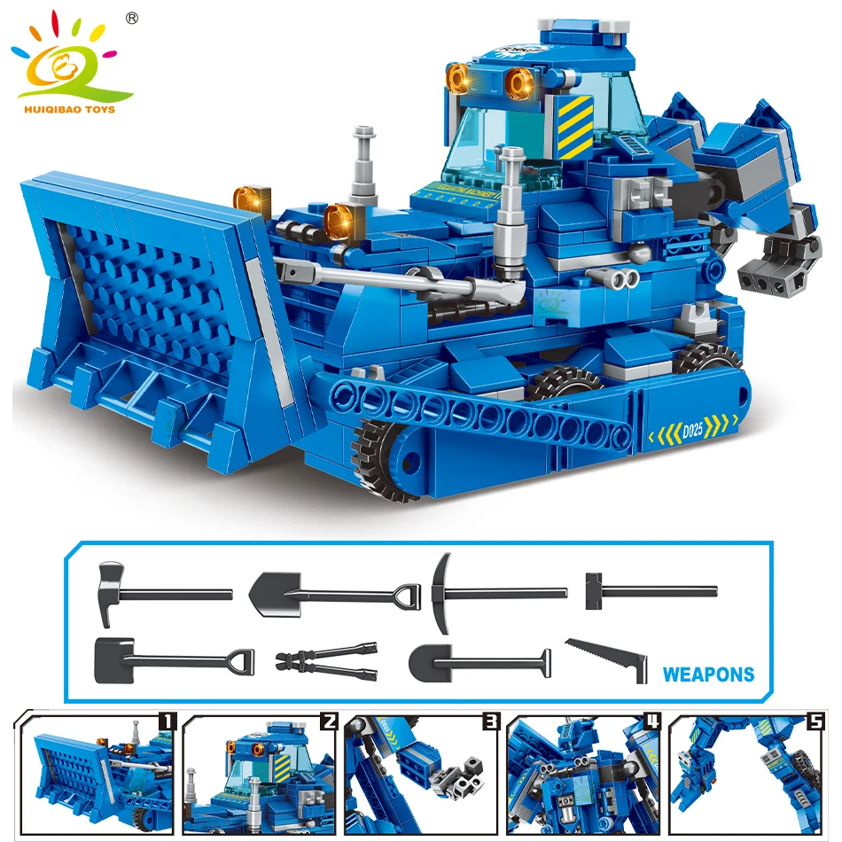 Модель инженерного грузовика HUIQIBAO строительные блоки автомобиль кран бульдозер