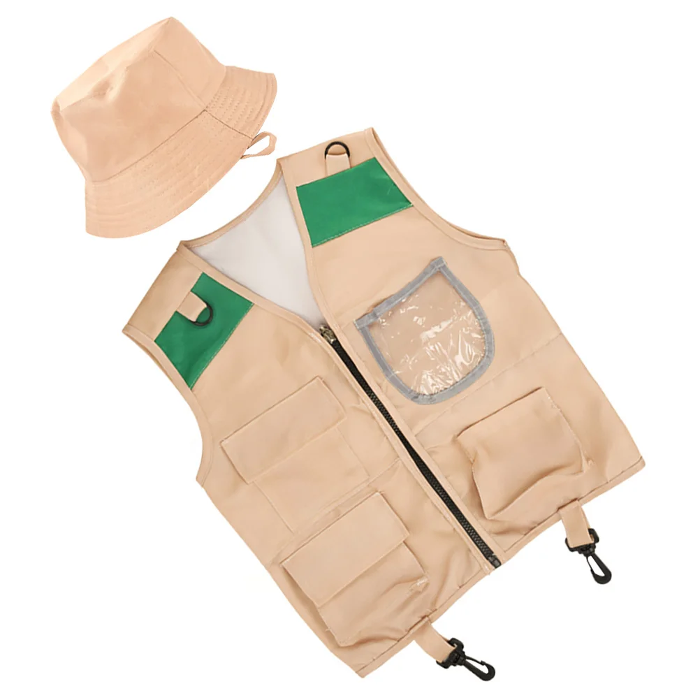 

Stage Costumes Kids Explorer Clothing Wear-resistant Hat Fishing Vest Exploration Fabric Children Adventure Kit Cosplay