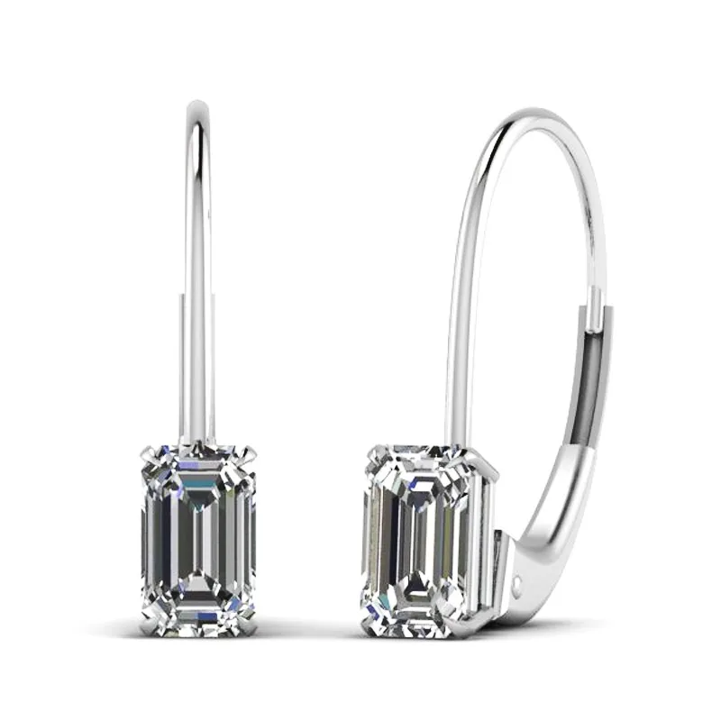 

New Simple Rectangle Zircon Stone with Oval Loop Drop Earring Partysu Style Women Earrings Suitable for All Occasions New