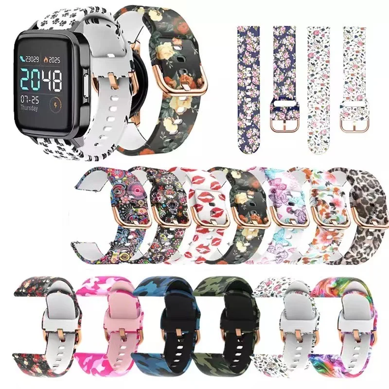 

Силиконовый ремешок с принтом для Amazfit GTS 2 2e Mini GTR, ремешок для часов 20 мм 22 мм для Huami Amazfit Bip S U Lite Pro GTS 2 Mini