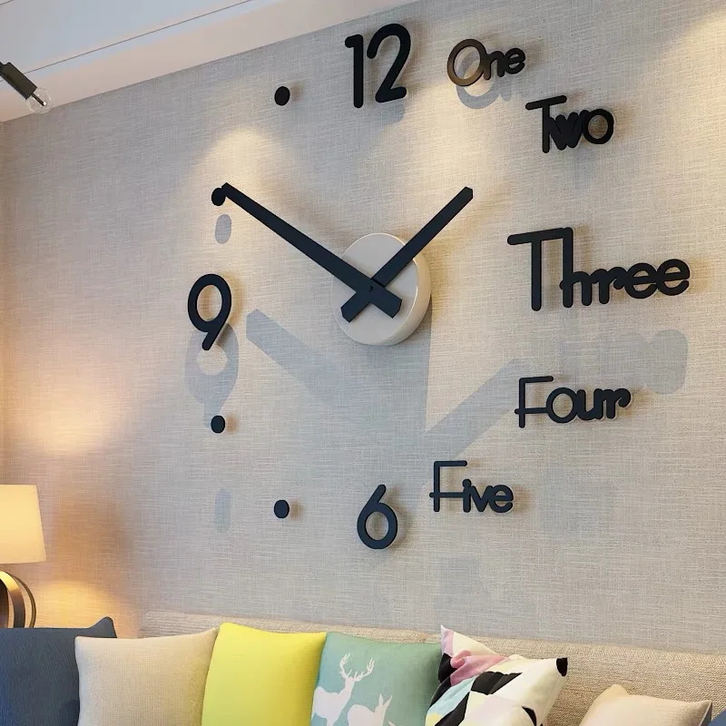

DIY 3D Wall Clock Modern Large Mirrors Surface Luxury Big Art Clock Sticker *Q