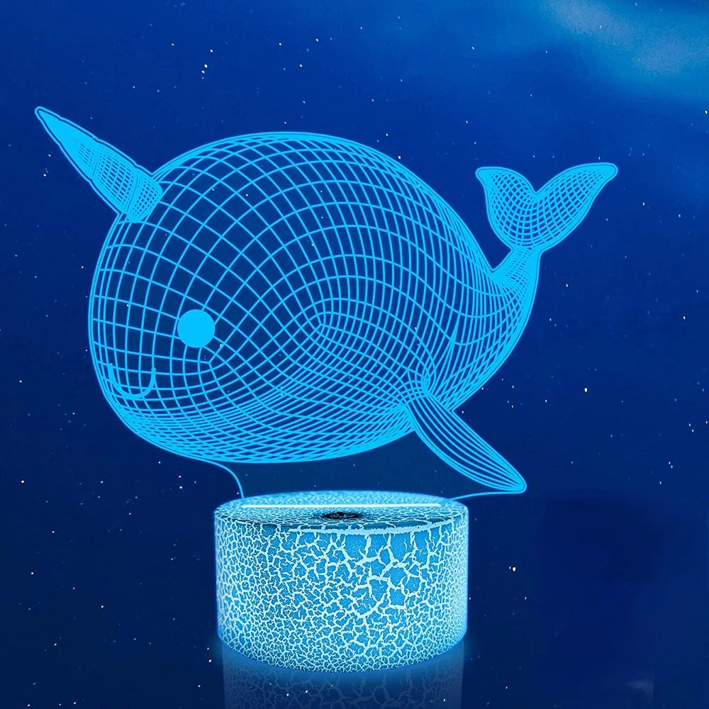 

Narwhal 3D Lamp Night Light Unicorn Whale 3D Illusion Lamp for Kids Bedroom Decor as Xmas Holiday Birthday Gifts for Boys Girls