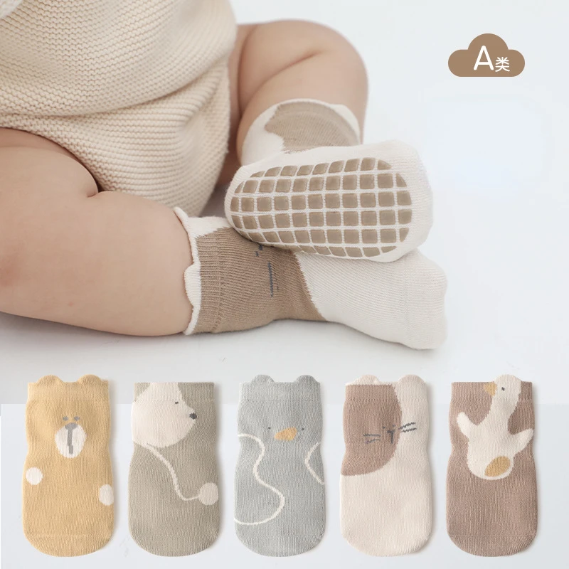 

Baby Socks Cartoon Baby Floor Socks Combed Cotton Glued Toddler Socks Non Slip Mid Tube Socks for Boys and Girls