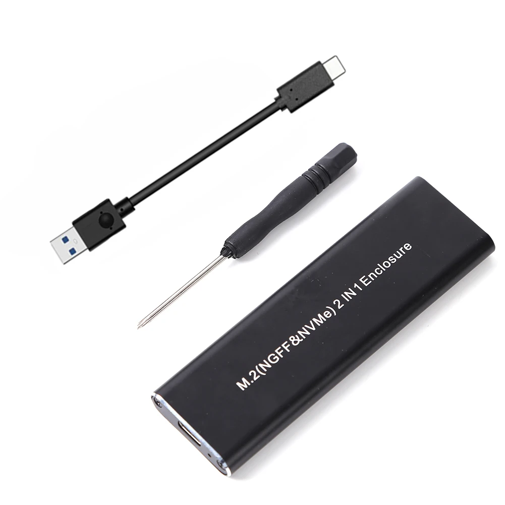 Корпус M.2 NVMe SSD 10 Гбит/с двухпротокольный чехол M2 PCIE/ SATA коробка с кабелем USB A-C для