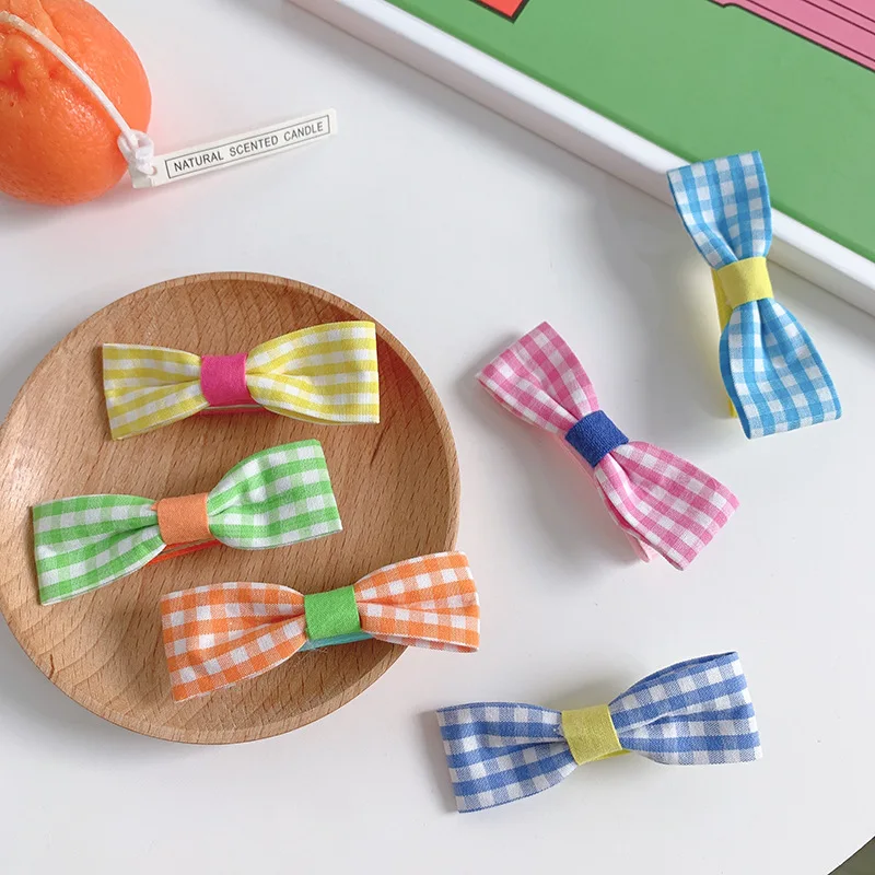 

New Women Girls Cute Plaid Bow Hairpins Sweet Hair Clips Headband Barrettes Lovely Hair Ornament Fashion Hair Accessories