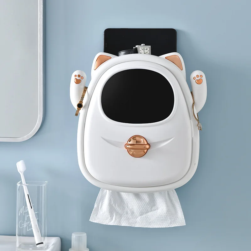 

cute punching-free disposable cleansing Wash-face storage box wall-hung toilet paper drawer dust-proof towel rack