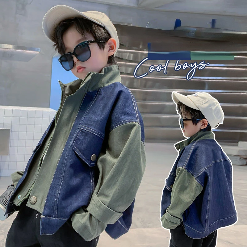 

Boys' Denim Jacket 2023 New Boys' Spring and Autumn Jacket Fashionable Clothing Children Casual Top Kids Outfits 4-16 Years G05