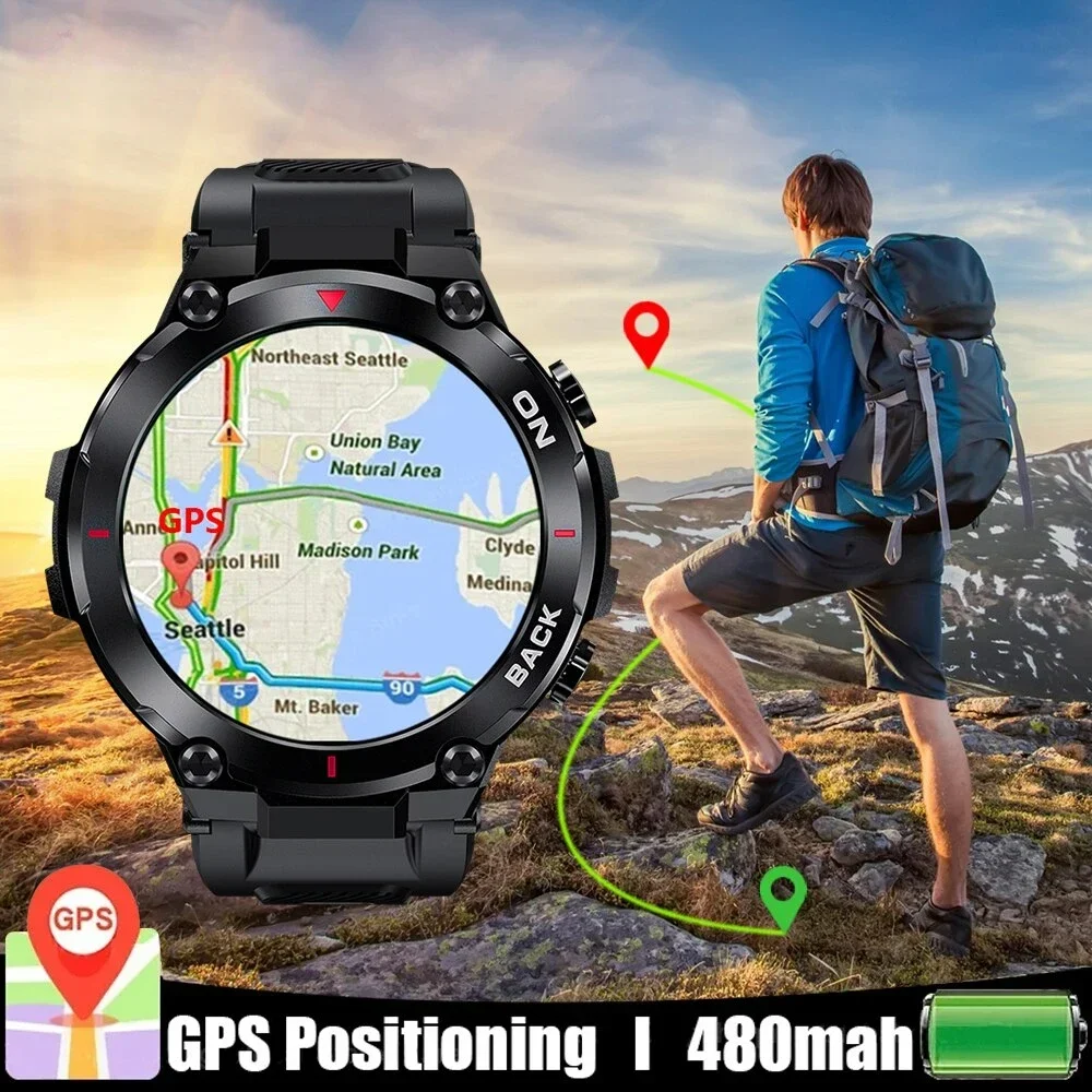 

Мужские водонепроницаемые спортивные Смарт-часы с GPS, HD-экраном 360*360