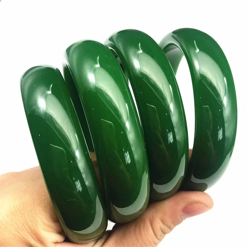 

Hot Selling Natural Hand-carved Jade Bi Green Bangle 54-66mm Fashion Jewelry Bracelet Accessories Men Women Luck Gifts