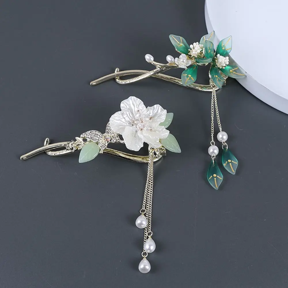 

Super Fairy Flower Hair Clip Hanfu Headress Chinese Ancient Style Exquisite Pearl Tassel Hairpin for Women Hair Accessories