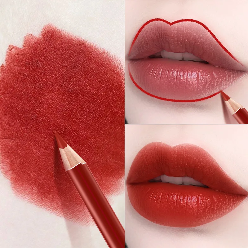 

LEKOFO Waterproof Lip Gloss Matte Wood Lipliner Lady Charming Lip Liner Pencil Contour Makeup Lipstick Tool Makeup Cosmetics