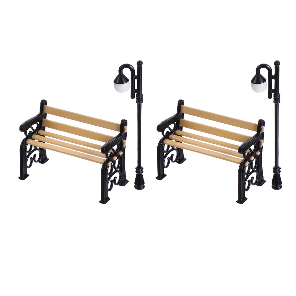 

2 Set Dollhouse Toys Mini Furniture Miniature Street Light Posts Christmas Outdoor Decorations Room Ornaments Metal Child Kids