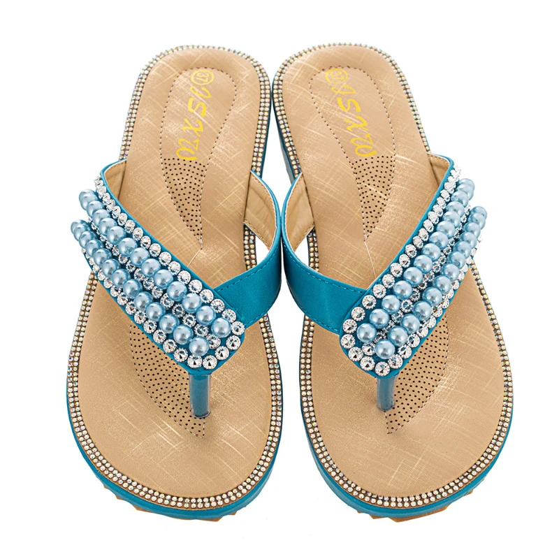 Plus Size 41 42 Solid Outside Womans Slides Wedges Casual Sandals Thick Platform Female Flip Flops Summer Beach Women Slippers