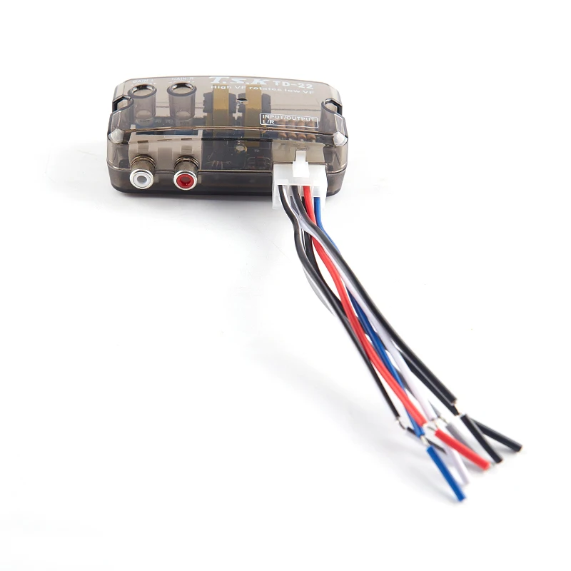 

High-to-low Audio Converter 12V Auto Car Audio Converter RCA Stereo Adjustable Frequency Line Speaker Level Converter Adapter