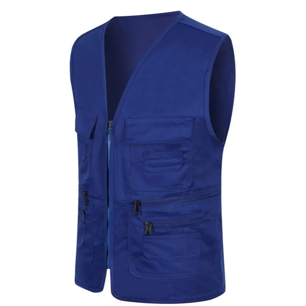

Unisex Multi-Pocket Solid Color Waistcoat Work Fishing Photography Vest Jacket