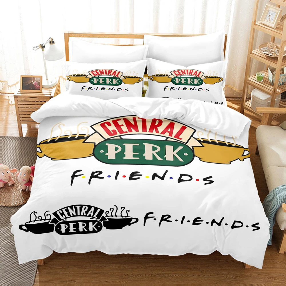 

Cartoon Print Duvet Cover Queen King Size Friends Series Bedding Set For Adults Personality Bedroom Summer Quilt Covers 2/3Pcs