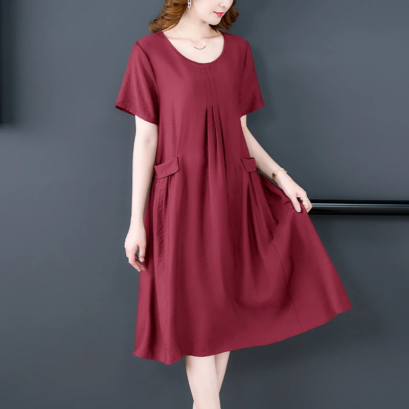 

2023 summer new dress middle-aged and elderly large size dress