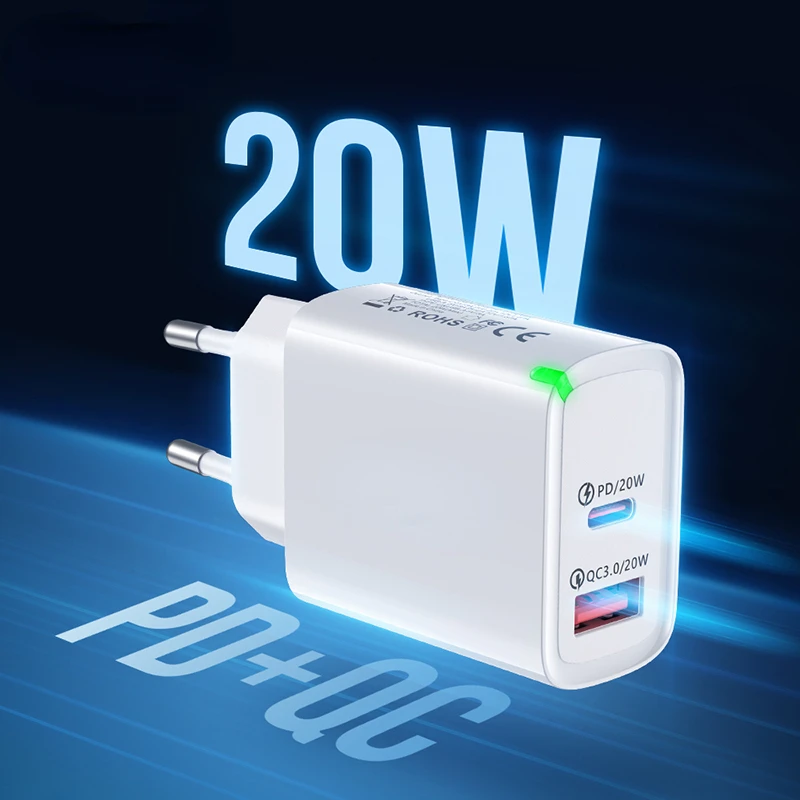 

20W USB C Charger QC PD 2 Port LED Fast Phone Charge Wall Adapter For iPhone 13 12 8 iPad