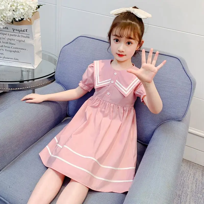 

Girls Summer Dress 2023 Children's College Style Princess School Casual Girls Party Dress 10 To 12 Years Baby Girl Clothes Kids