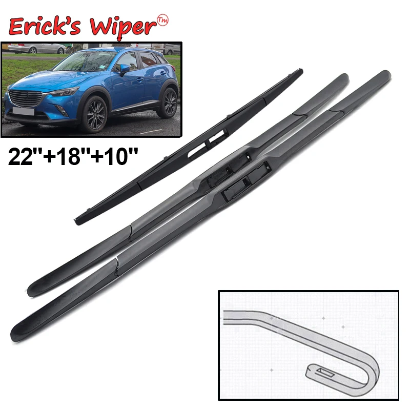 

Комплект щеток стеклоочистителя Erick's Wiper LHD для Mazda CX-3 CX3 2014-2023 Щетки для лобового стекла 22 "+18" + 10"