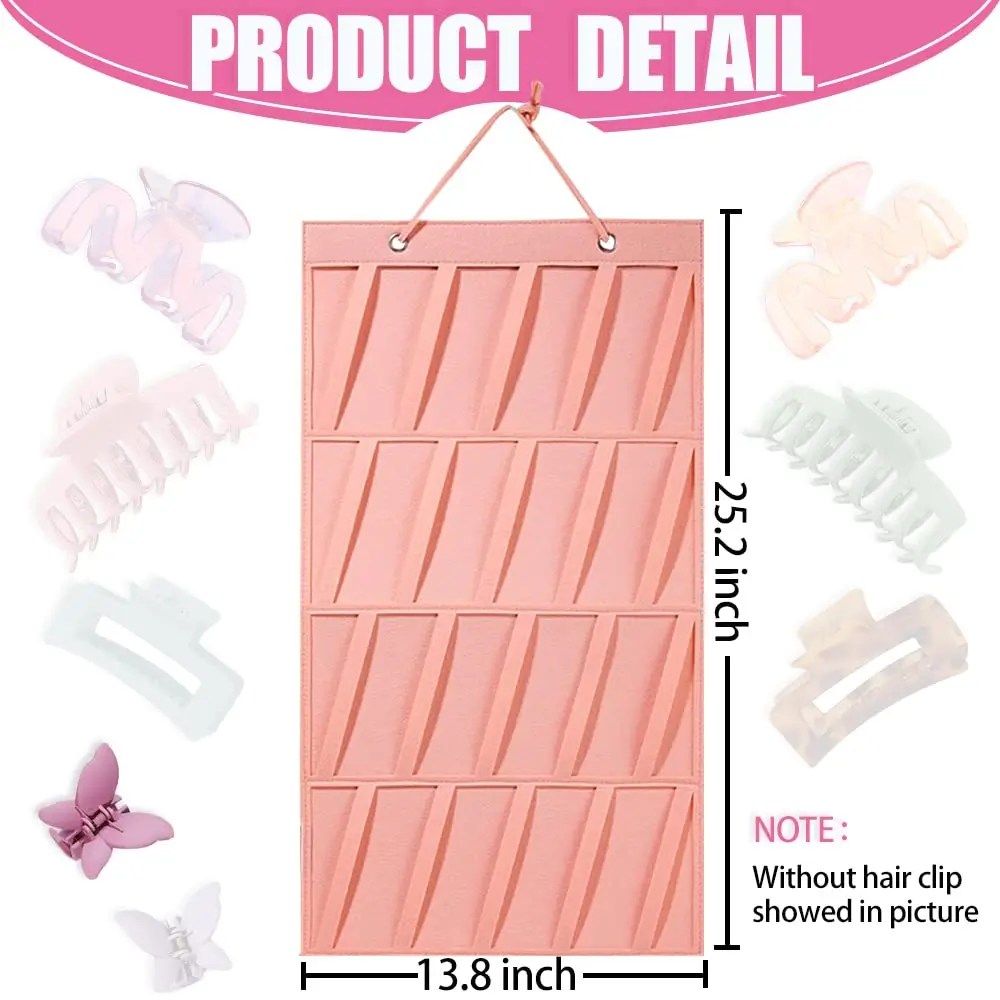 Claw Clip Organizer Hair Clip Organizer Premium Felt Hanging Claws Clips Storage Hanger for Girls Women Hair Clip Display Stand