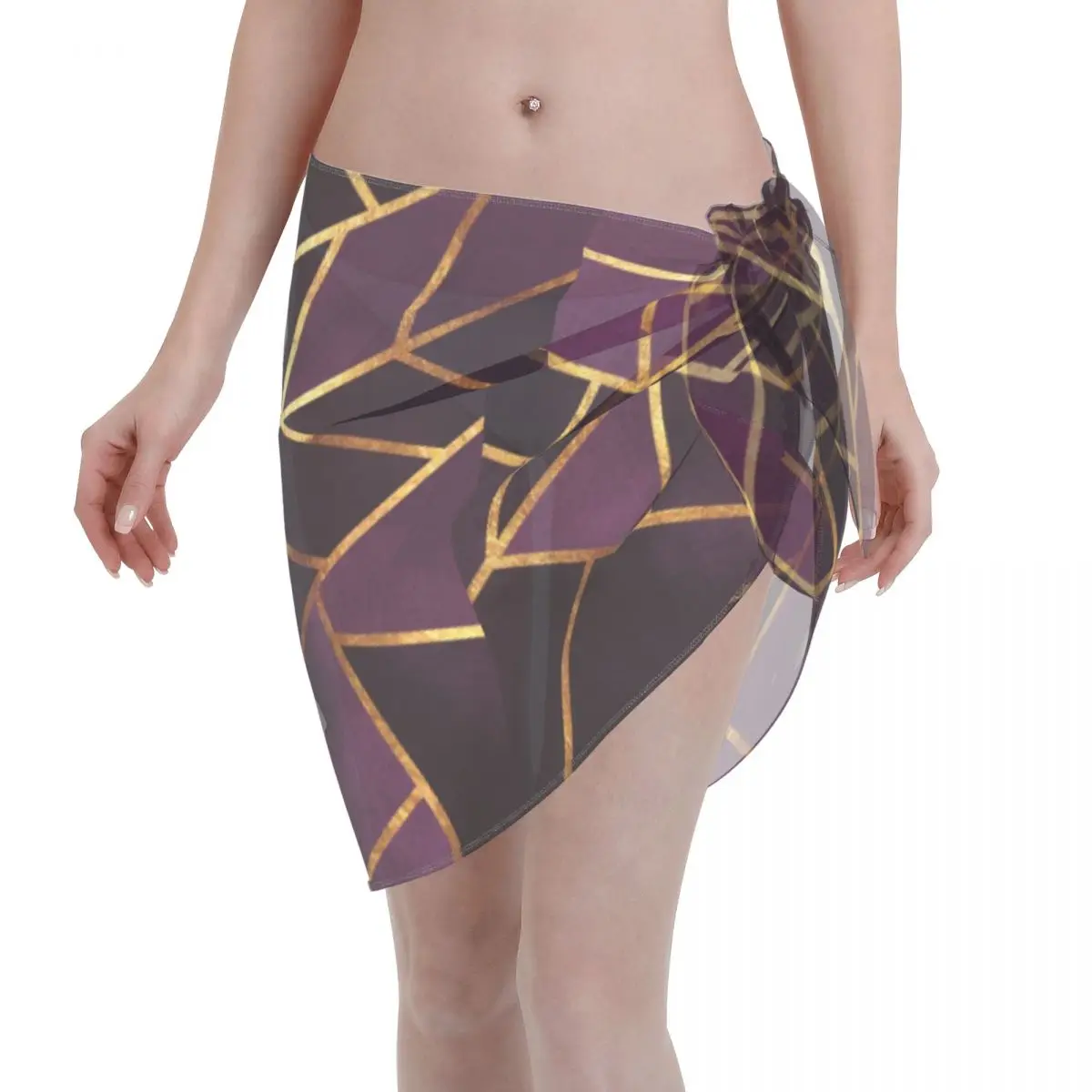 

Plum Gold Stone Sexy Women Cover Up Wrap Swimwear Pareo Scarf Sarong Beachwear Nodic Geometric Bikini Cover Ups Skirt Swimsuits