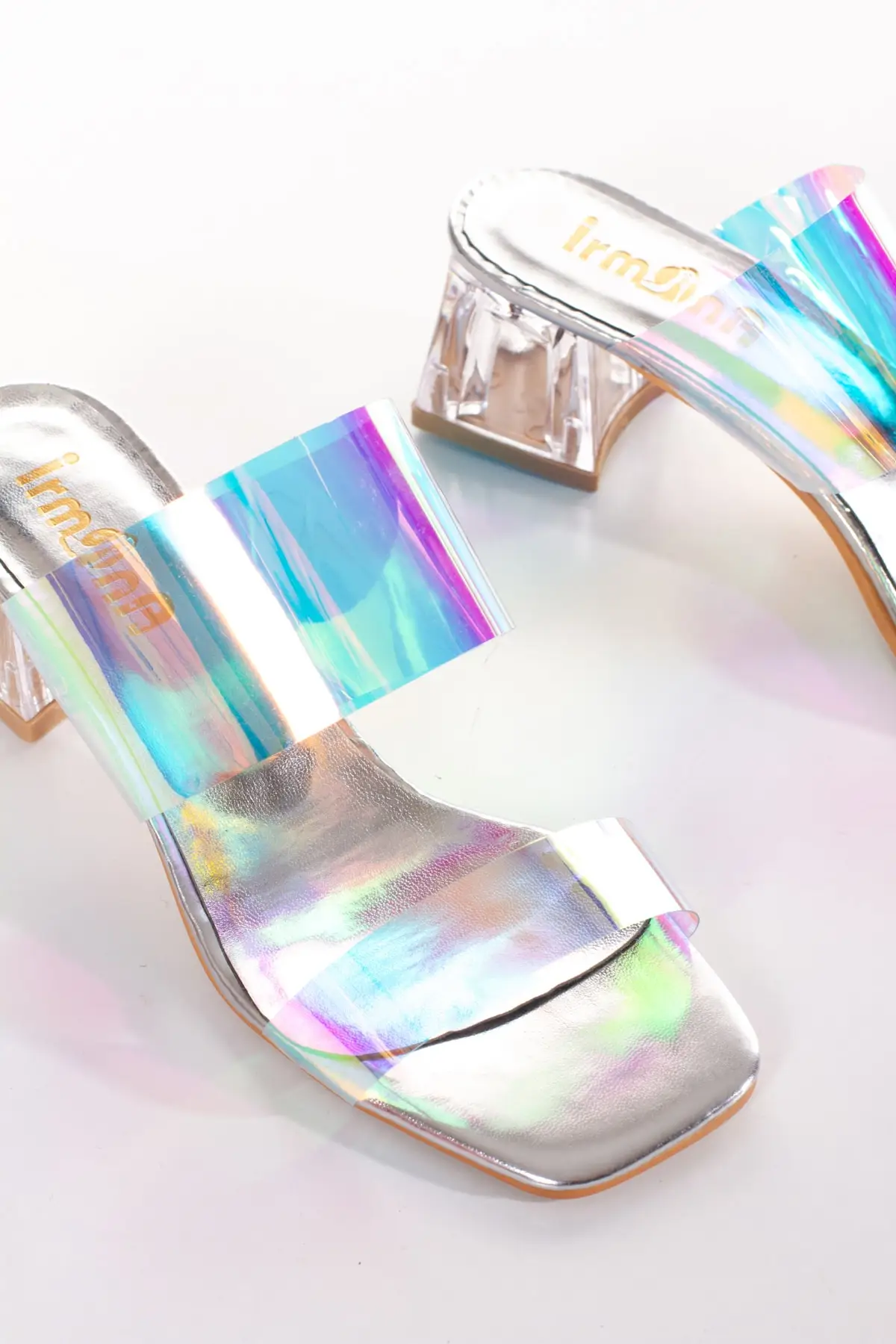 

Marine Hologram transparent short transparent heel slippers