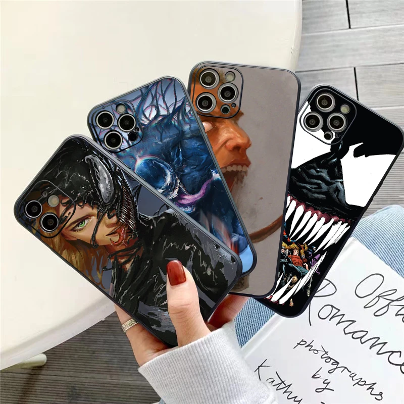 

Marvel Venom COOL Phone Case For iPhone 11 13 12 Pro Max 12 13 Mini X XS XR MAX 5 6 6S 7 8 Plus Liquid Silicon Back Funda Soft